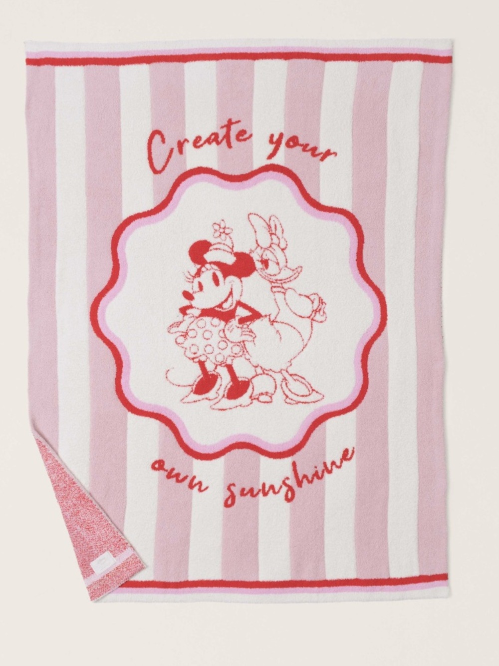 CozyChic Disney Pink and White Minnie & Daisy Striped Blanket